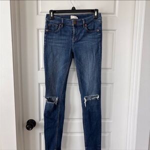 Lou & Grey Dark Blue Distressed Skinny Jeans